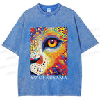 Unisex Yayoi Kusama Style Wild Eye Printed Washed Tee