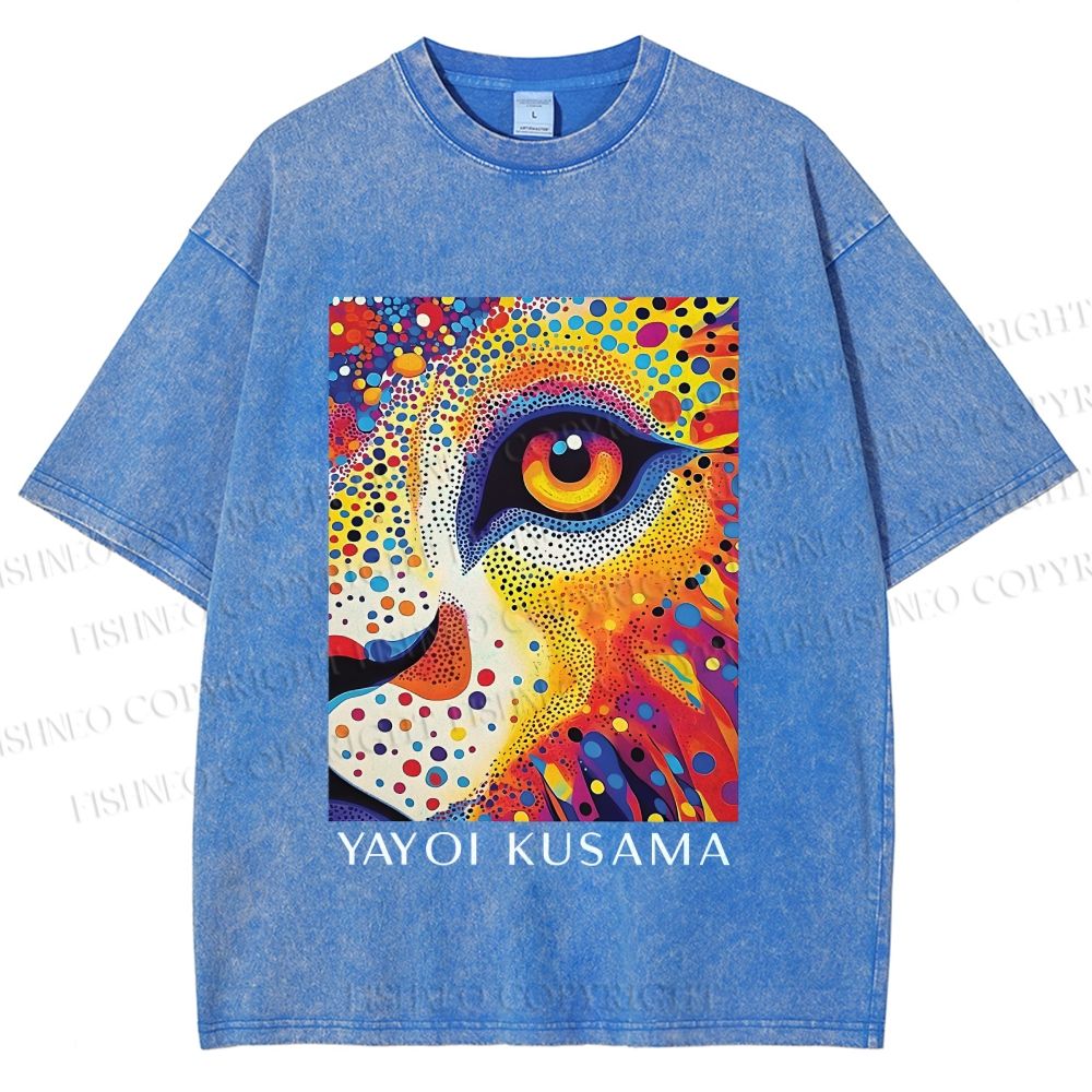 Unisex Yayoi Kusama Style Wild Eye Printed Washed Tee