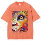 Unisex Yayoi Kusama Style Wild Eye Printed Washed Tee