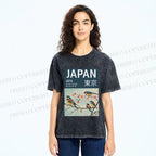 Unisex Tokyo Spring Birds Printed Washed Tee