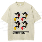 Unisex Bauhaus Geometric Bee Printed Washed Tee