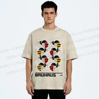 Unisex Bauhaus Geometric Bee Printed Washed Tee