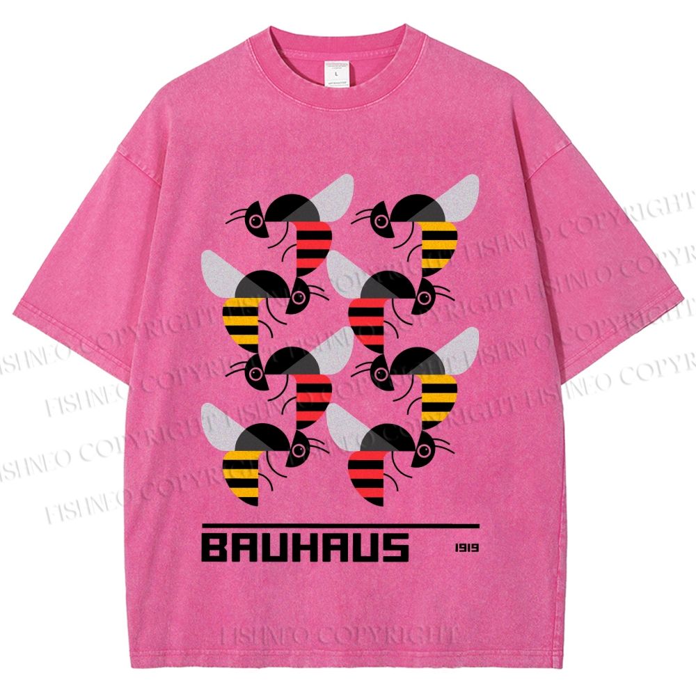 Unisex Bauhaus Geometric Bee Printed Washed Tee