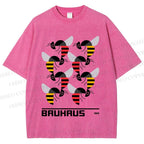 Unisex Bauhaus Geometric Bee Printed Washed Tee