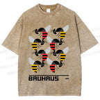 Unisex Bauhaus Geometric Bee Printed Washed Tee