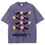 Unisex Bauhaus Geometric Bee Printed Washed Tee