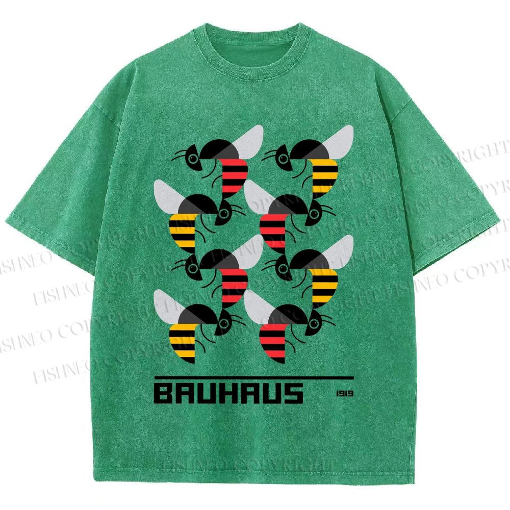 Unisex Bauhaus Geometric Bee Printed Washed Tee