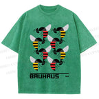 Unisex Bauhaus Geometric Bee Printed Washed Tee