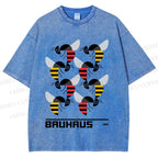 Unisex Bauhaus Geometric Bee Printed Washed Tee