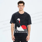 Unisex Bauhaus Abstract Swan Printed Washed Tee