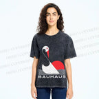 Unisex Bauhaus Abstract Swan Printed Washed Tee