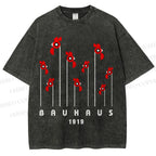 Unisex Bauhaus Geometric Bird Printed Washed Tee