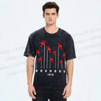 Unisex Bauhaus Geometric Bird Printed Washed Tee