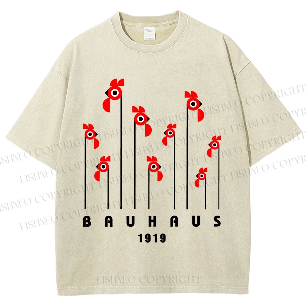 Unisex Bauhaus Geometric Bird Printed Washed Tee