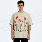 Unisex Bauhaus Geometric Bird Printed Washed Tee
