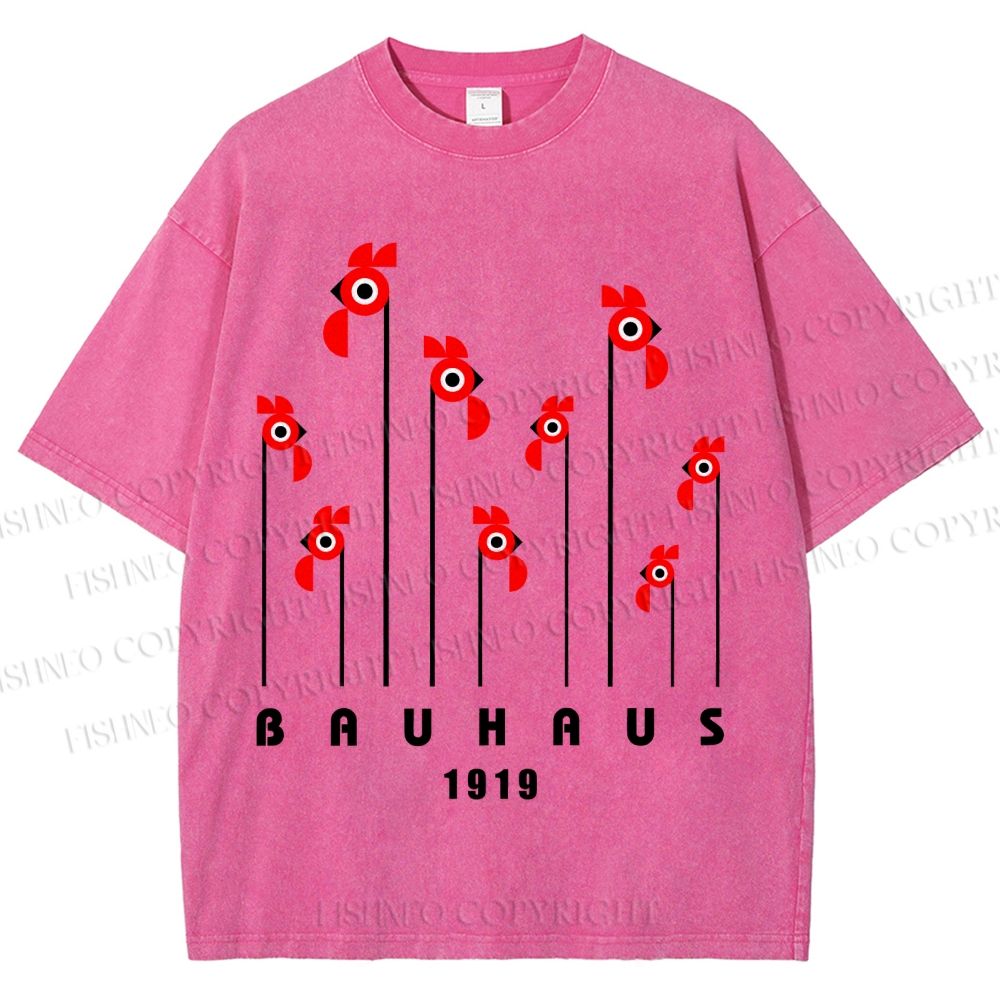 Unisex Bauhaus Geometric Bird Printed Washed Tee