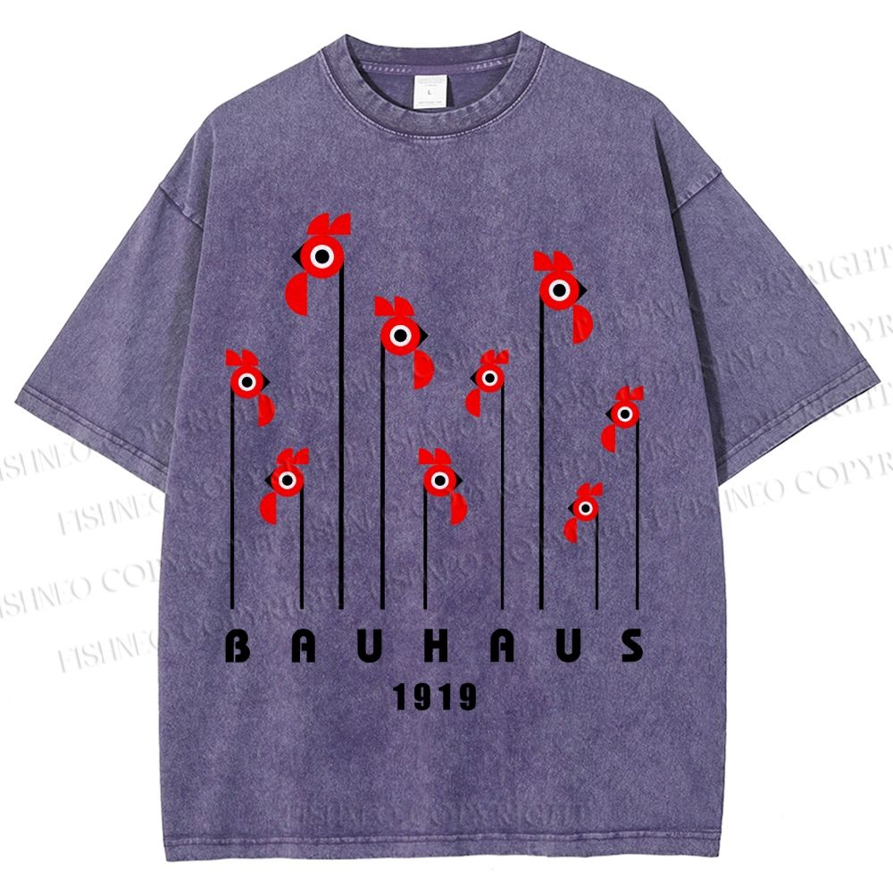 Unisex Bauhaus Geometric Bird Printed Washed Tee