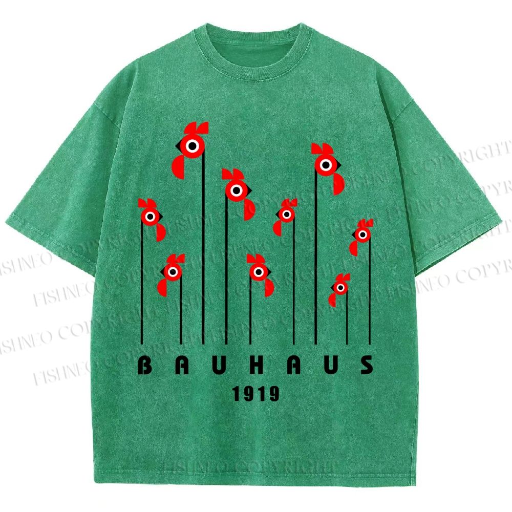 Unisex Bauhaus Geometric Bird Printed Washed Tee