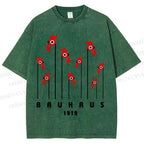 Unisex Bauhaus Geometric Bird Printed Washed Tee
