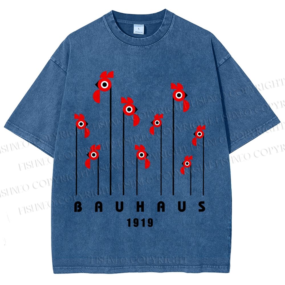 Unisex Bauhaus Geometric Bird Printed Washed Tee