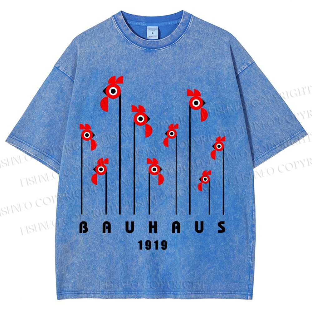 Unisex Bauhaus Geometric Bird Printed Washed Tee