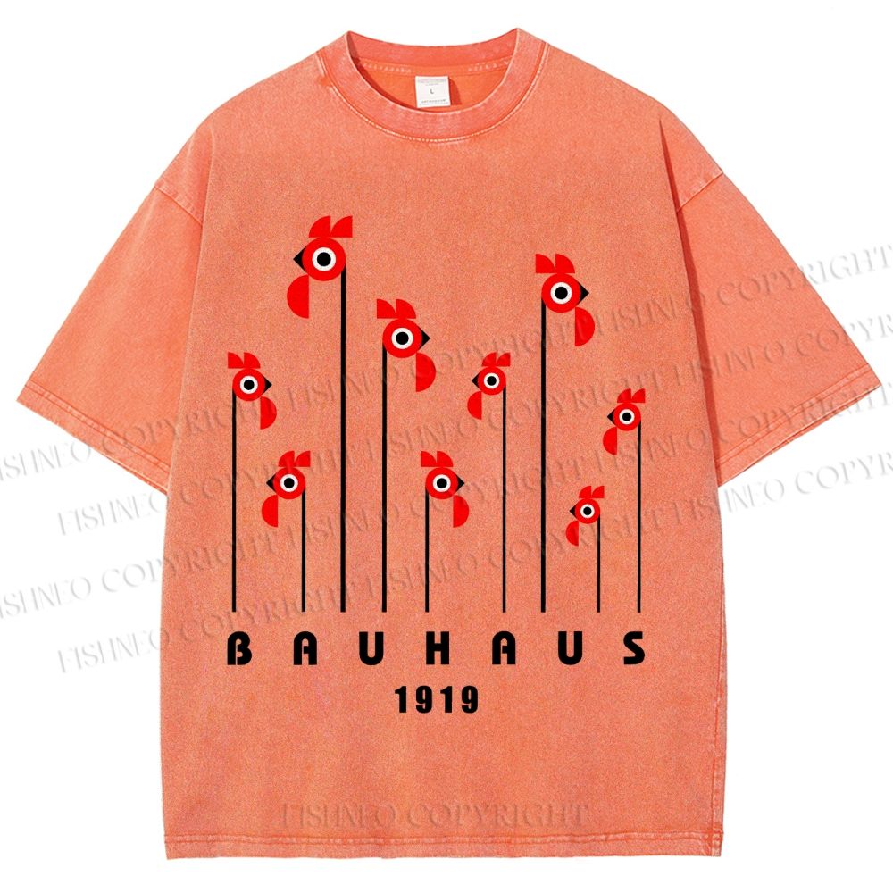 Unisex Bauhaus Geometric Bird Printed Washed Tee