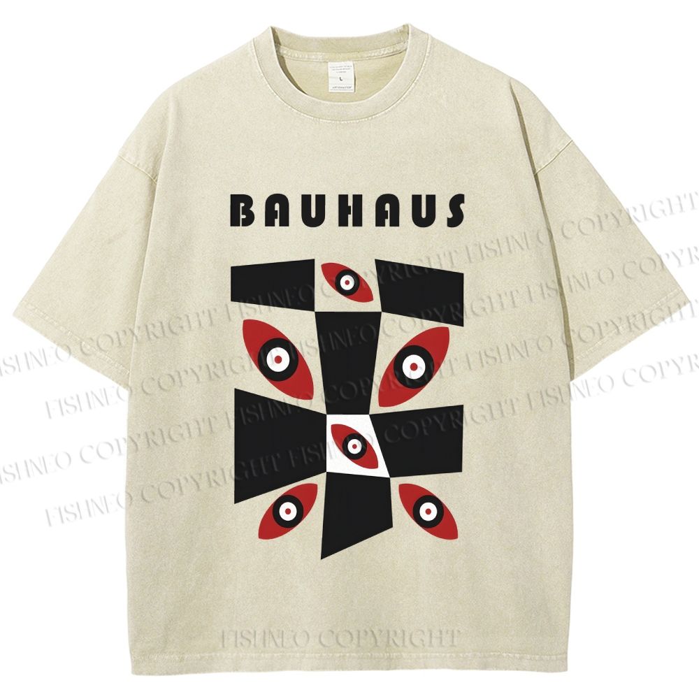 Unisex Bauhaus Eyes Geometric Printed Washed Tee