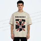 Unisex Bauhaus Eyes Geometric Printed Washed Tee