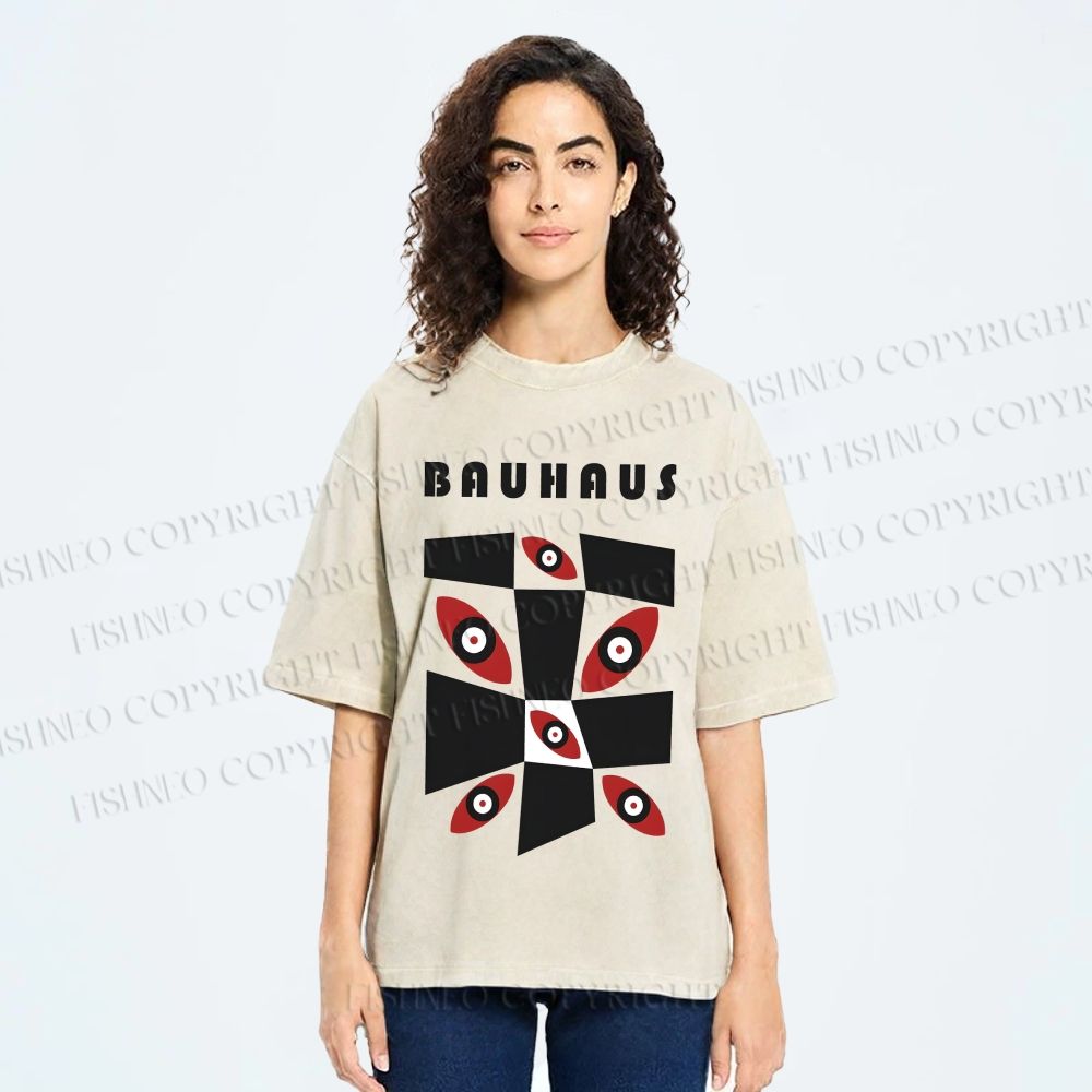 Unisex Bauhaus Eyes Geometric Printed Washed Tee
