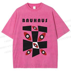 Unisex Bauhaus Eyes Geometric Printed Washed Tee