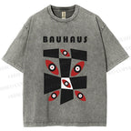 Unisex Bauhaus Eyes Geometric Printed Washed Tee