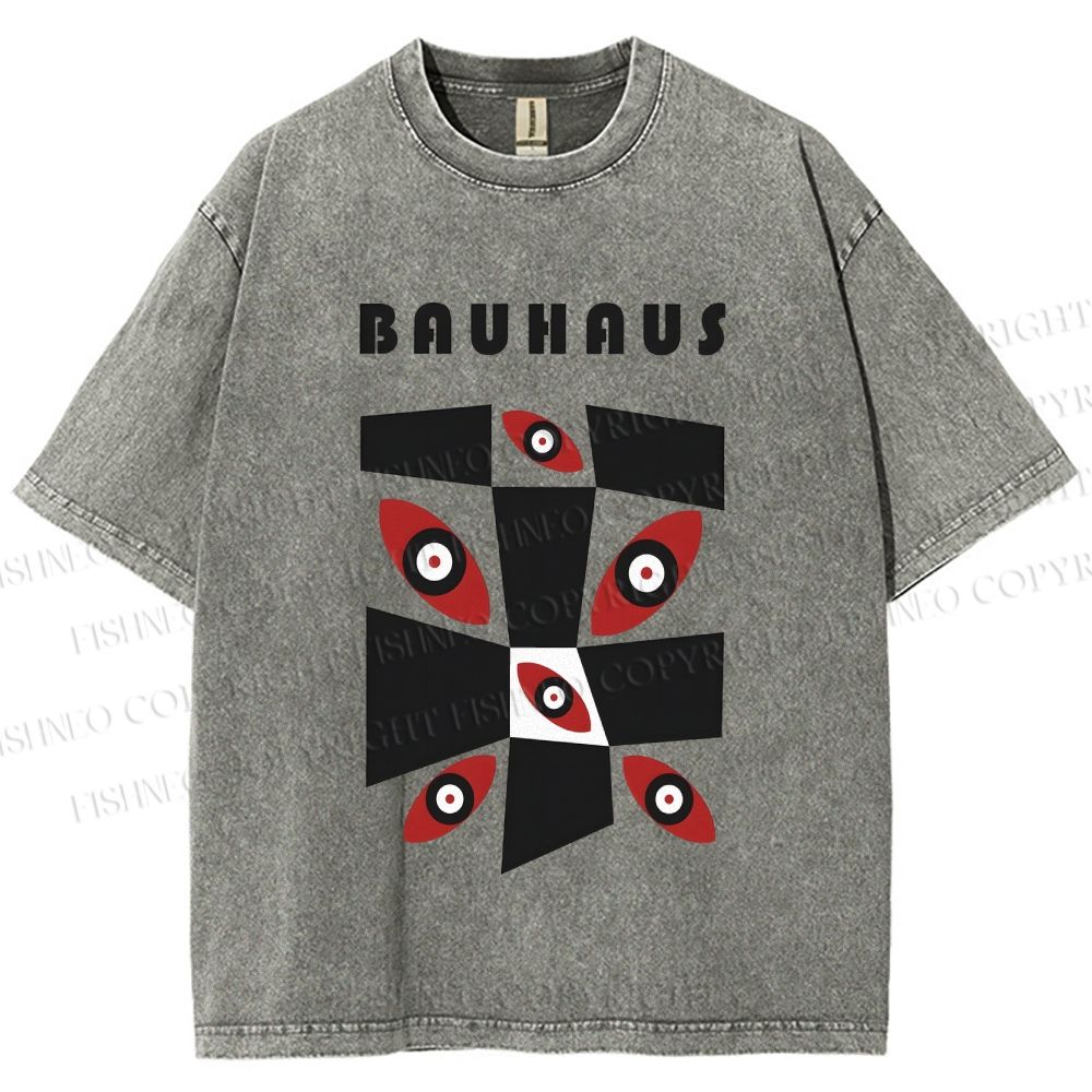 Unisex Bauhaus Eyes Geometric Printed Washed Tee