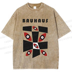 Unisex Bauhaus Eyes Geometric Printed Washed Tee