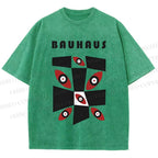 Unisex Bauhaus Eyes Geometric Printed Washed Tee