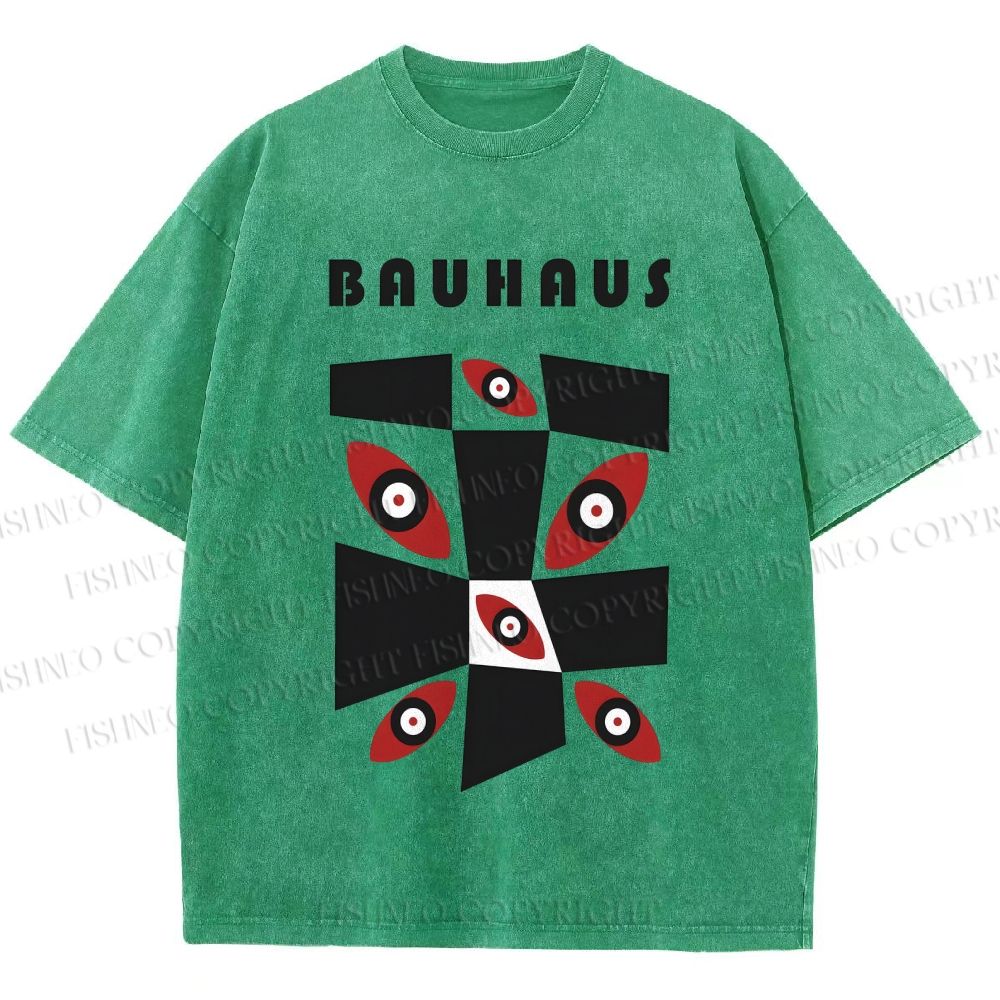 Unisex Bauhaus Eyes Geometric Printed Washed Tee