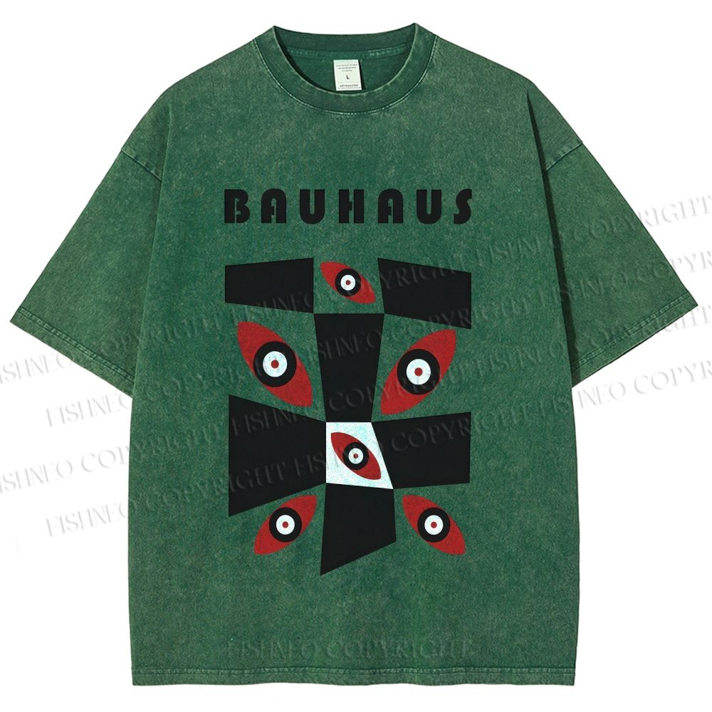 Unisex Bauhaus Eyes Geometric Printed Washed Tee