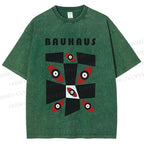 Unisex Bauhaus Eyes Geometric Printed Washed Tee