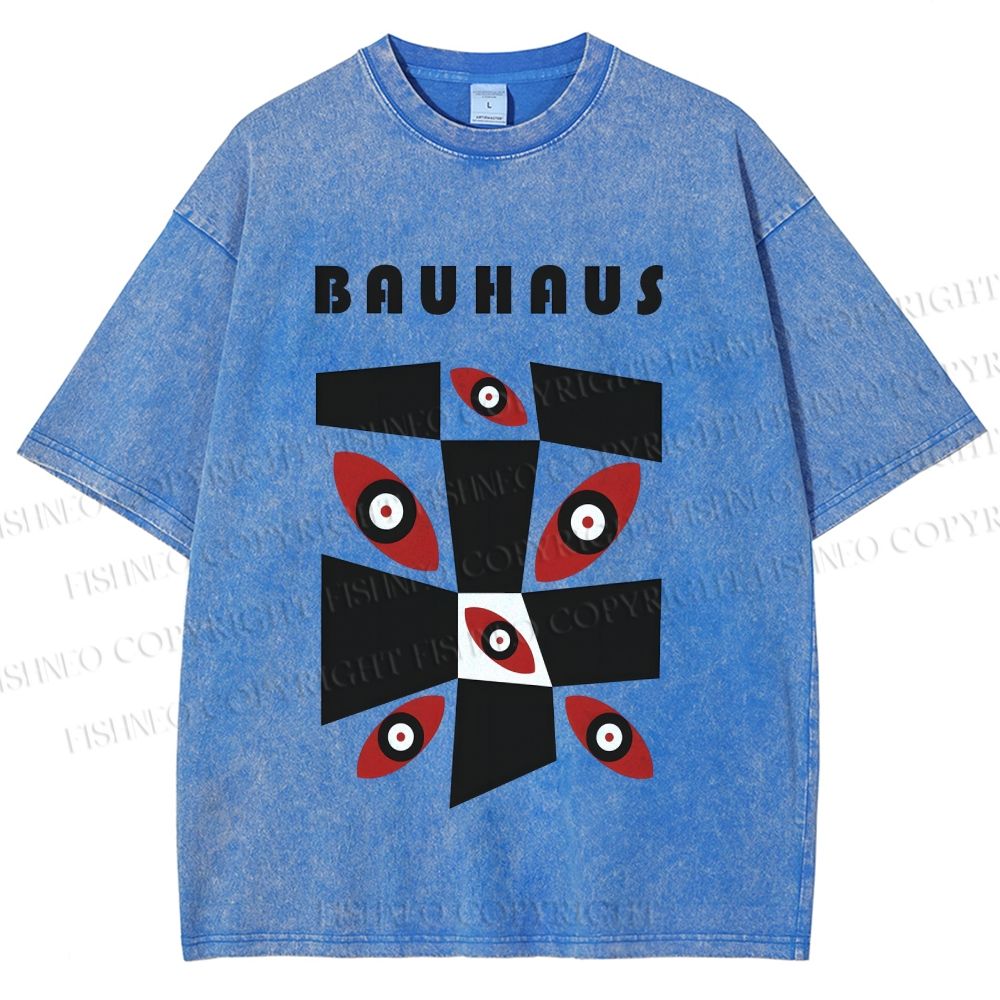 Unisex Bauhaus Eyes Geometric Printed Washed Tee