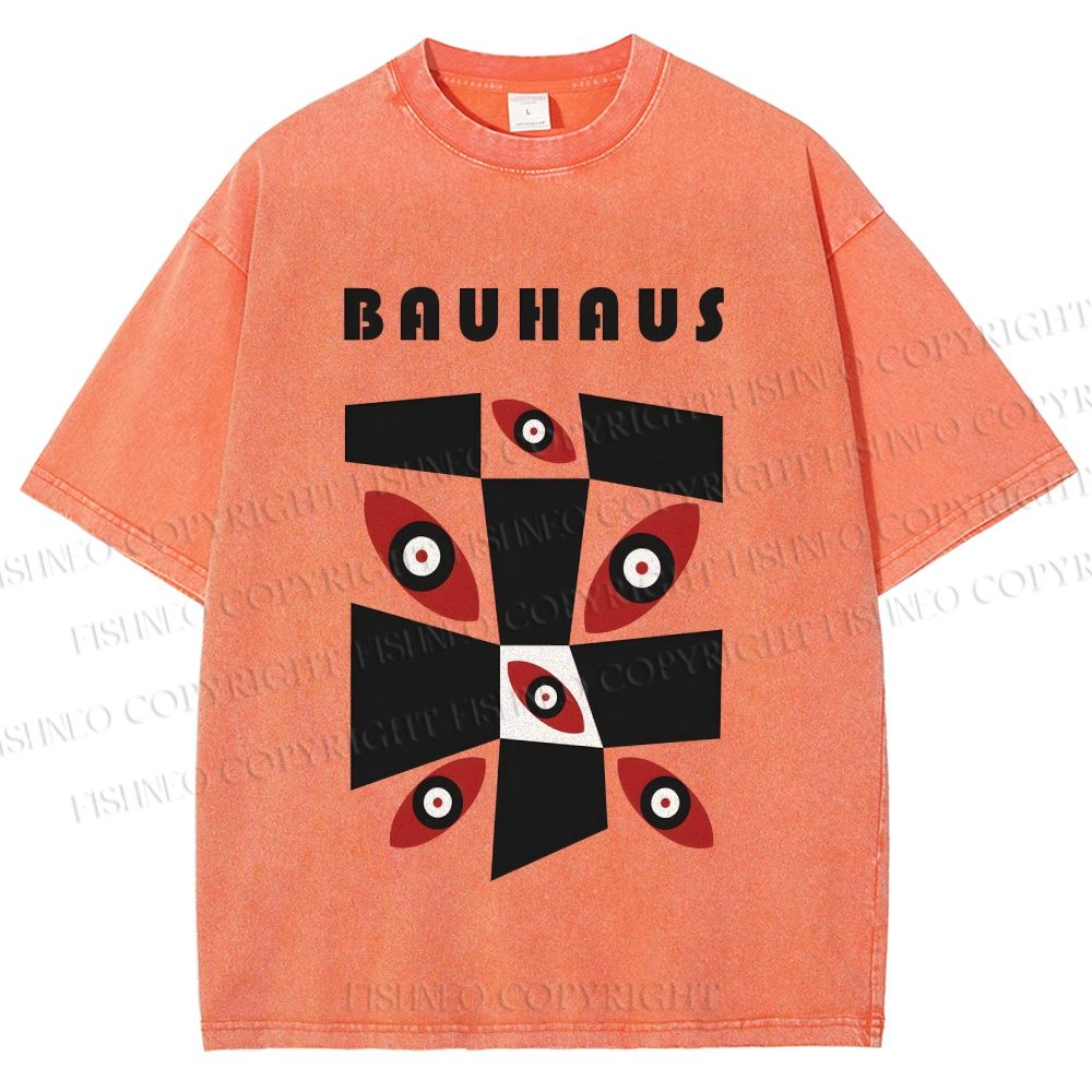 Unisex Bauhaus Eyes Geometric Printed Washed Tee