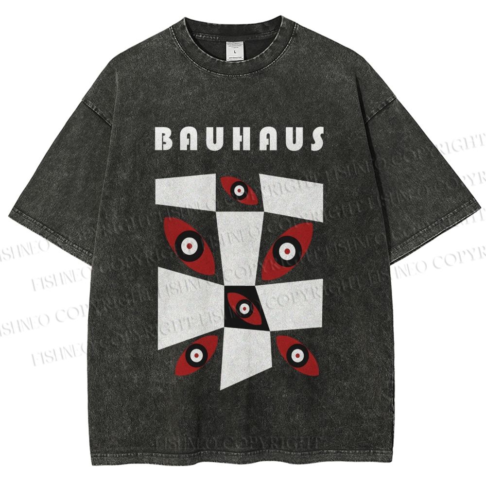 Unisex Bauhaus Eyes Geometric Printed Washed Tee