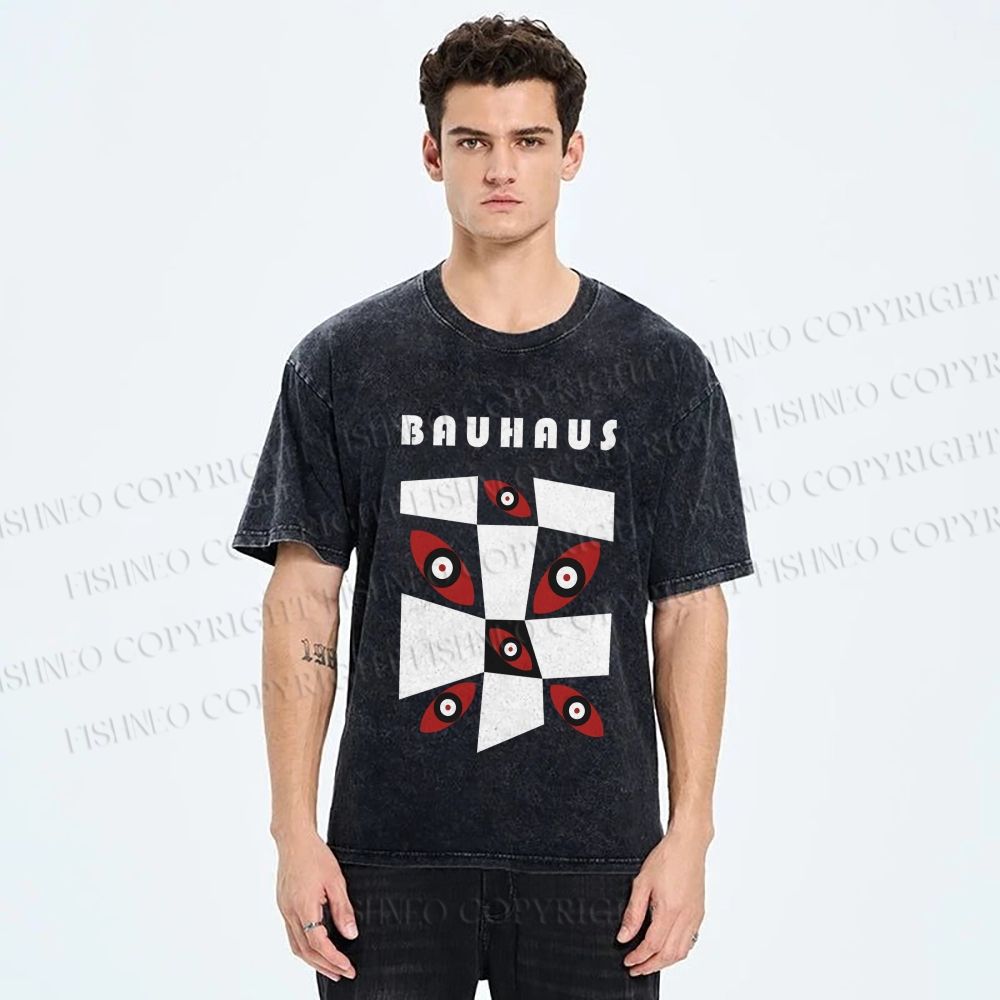 Unisex Bauhaus Eyes Geometric Printed Washed Tee