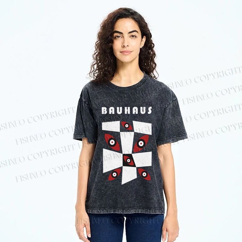 Unisex Bauhaus Eyes Geometric Printed Washed Tee