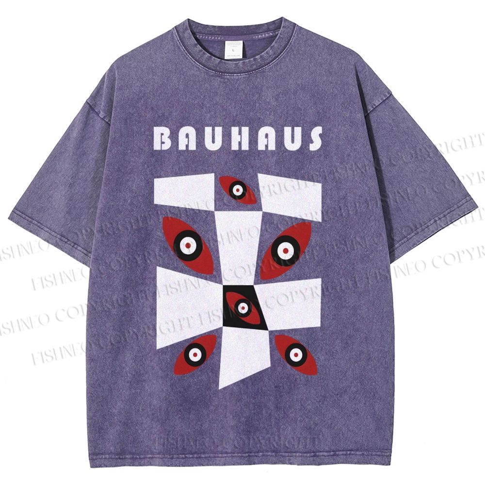 Unisex Bauhaus Eyes Geometric Printed Washed Tee