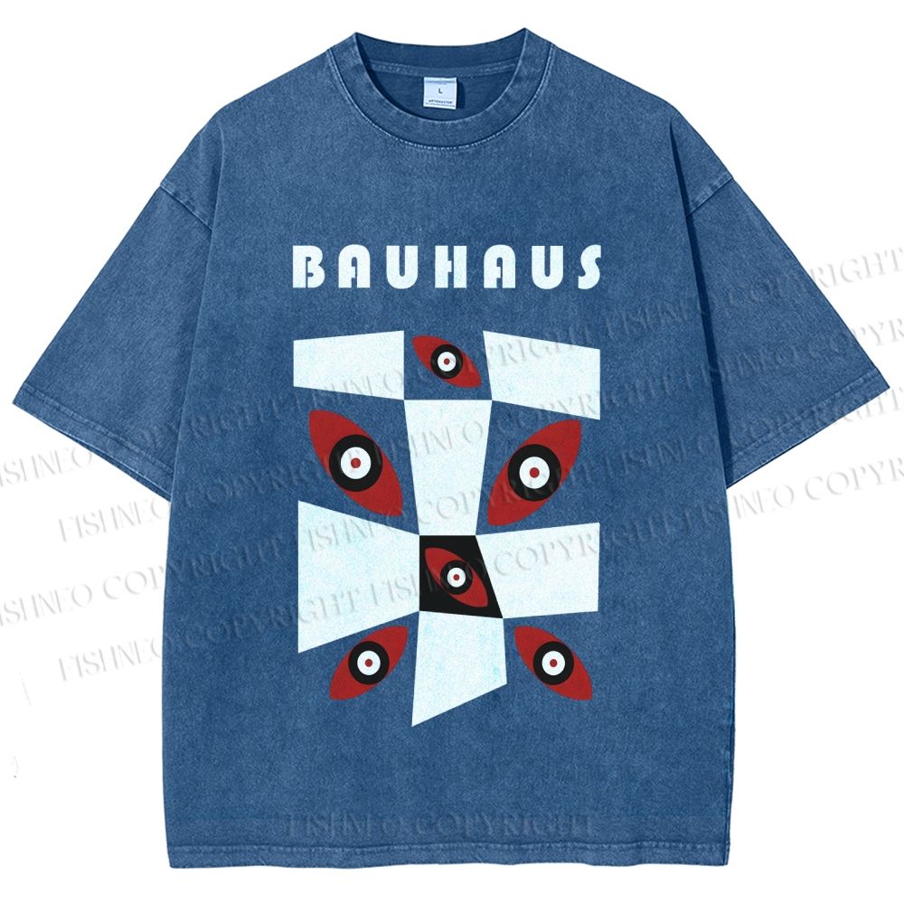 Unisex Bauhaus Eyes Geometric Printed Washed Tee