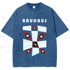 Unisex Bauhaus Eyes Geometric Printed Washed Tee