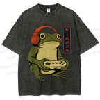 Unisex Gamer Frog Printed Washed Tee