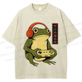 Unisex Gamer Frog Printed Washed Tee