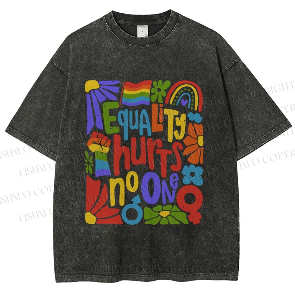 Unisex Pride Equality Hurts No One Printed Washed Tee