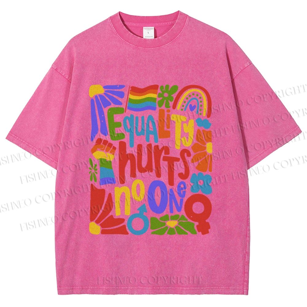 Unisex Pride Equality Hurts No One Printed Washed Tee