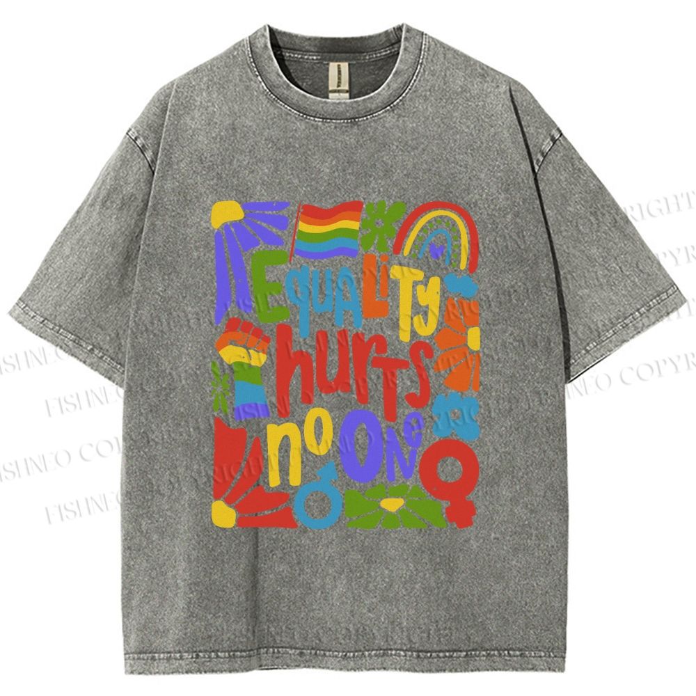 Unisex Pride Equality Hurts No One Printed Washed Tee